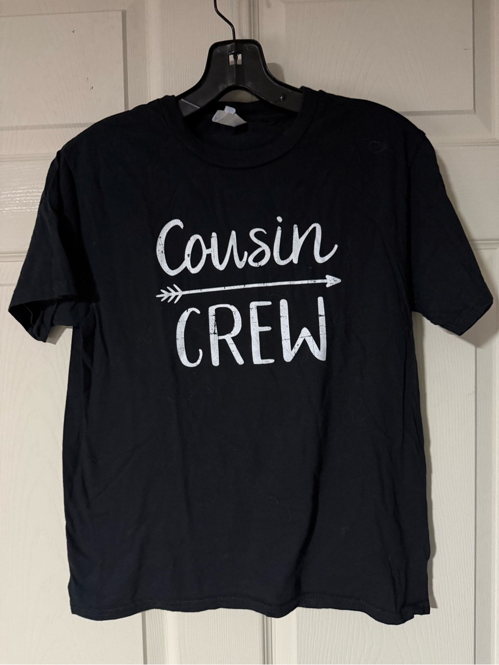 Port and Company Black Tee with White "Cousin Crew" Graphic